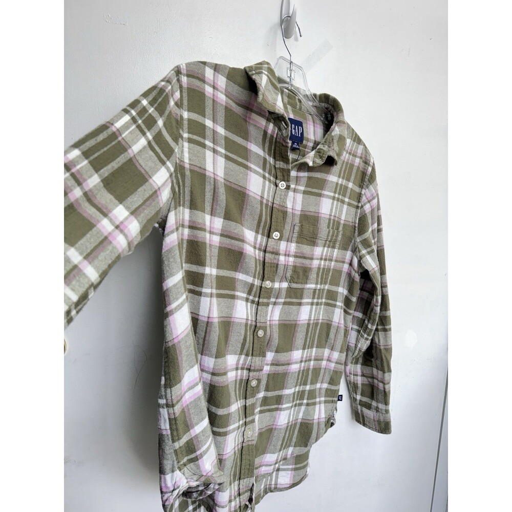 GAP Womens XS Green Pink Plaid Flannel Button Up Shirt Super Soft 100% Cotton - Picture 2 of 8